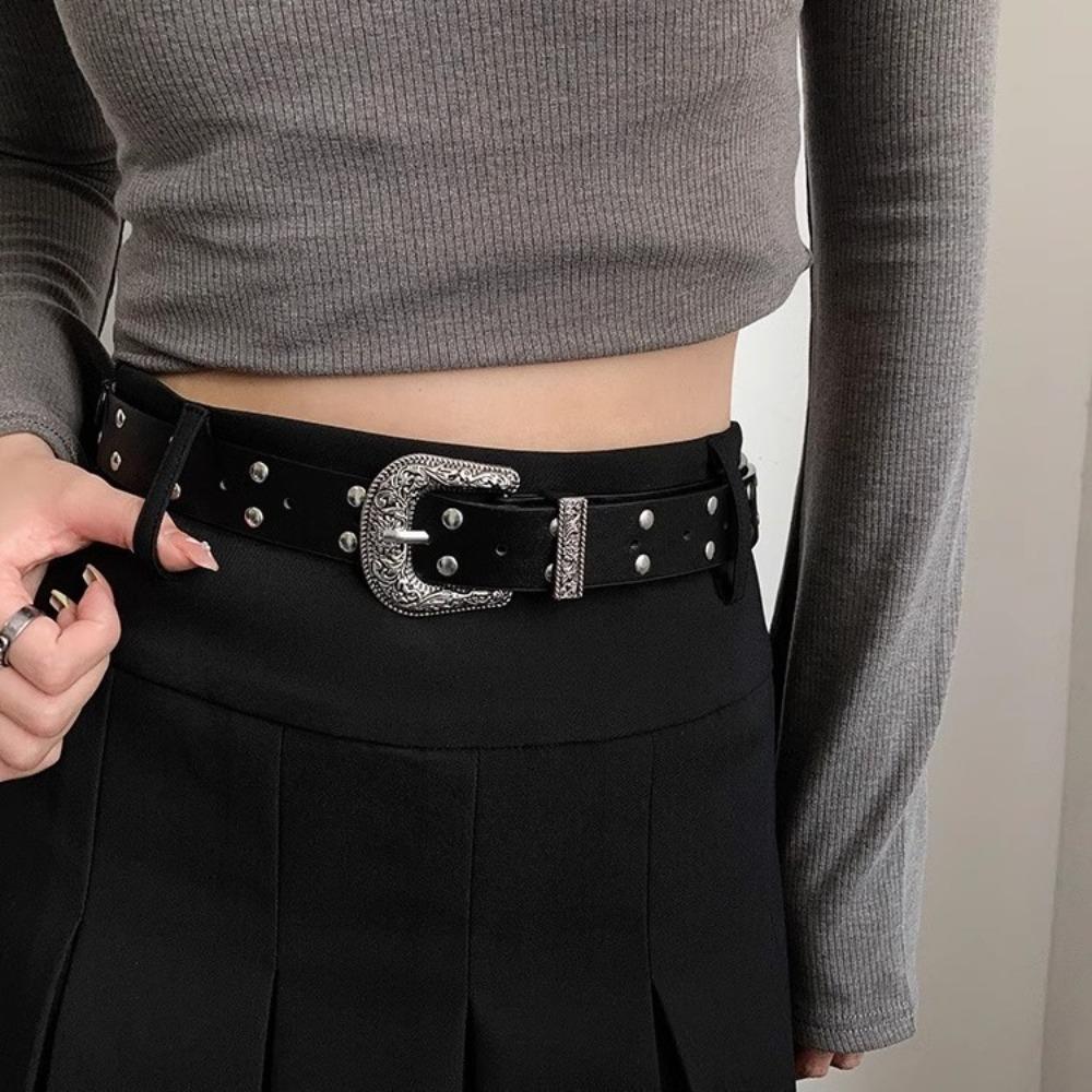 Gothic Punk Belt Trendy Pin Buckle Belt Casual PU Leather Waistband