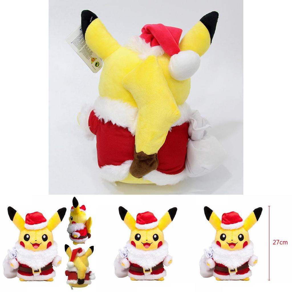 Adorable Pokemon Pikachu Christmas Santa Claus Coat Hats Plush Stuffed Doll Gift For Kids