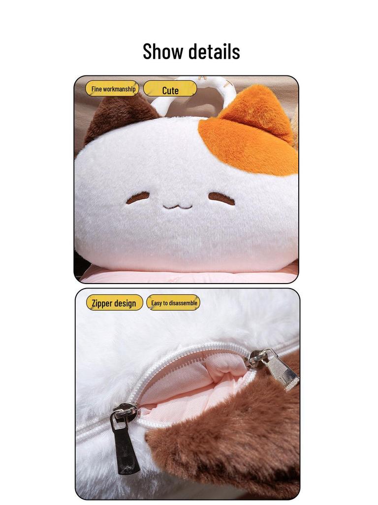 Cartoon Cat 2-in-1 Tote Pillow & Blanket for Car, Office, or Home