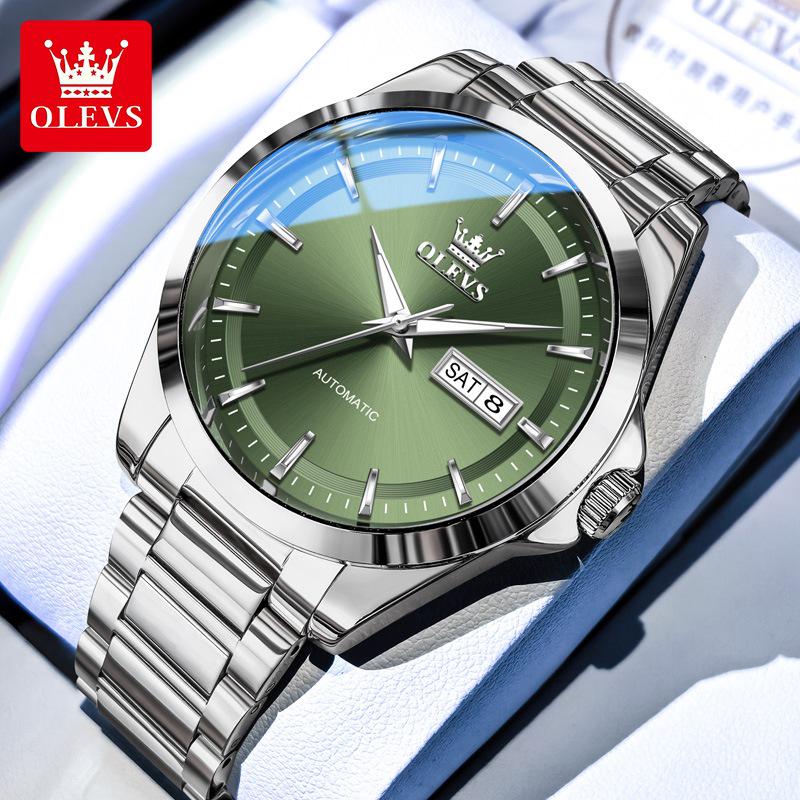OLEVS Men's Automatic Mechanical Watch - Day/Date, Waterproof, Luminous, Steel Band