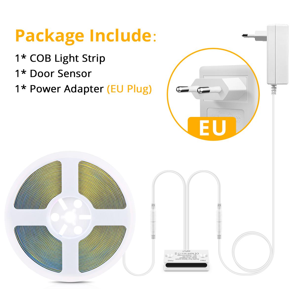 

Датчик движения двери, светодиодная подсветка под шкафом, светодиодная лента COB 24 В, витрина для шкафа, игрушки, обувь, книжная полка, освещение 2m теплый белый