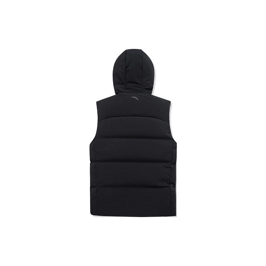 Anta Training Series Solid Color Letter Embroidery Zipper Hooded Thick Warm Vest Men Vest Black 152247901-2