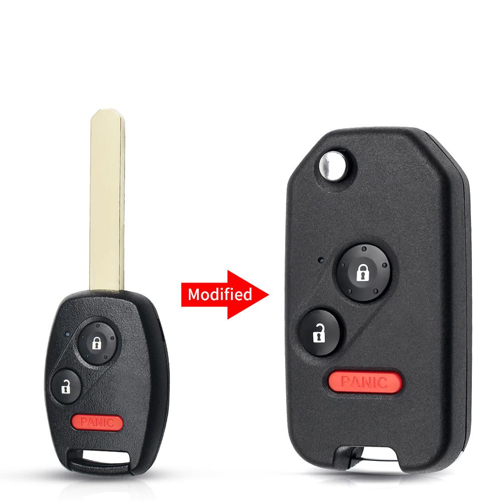 For Honda Fit Accord Civic 2006-2011 2003-2013 CRV 2018 Pilot Modified Flip 2/3/4 Buttons Car Remote Key Shell with/without Rubber Pad