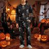 Men's Halloween Pajama Set Long Sleeve Long Pants with Crotch Buttons and Elastic Drawstring Waist