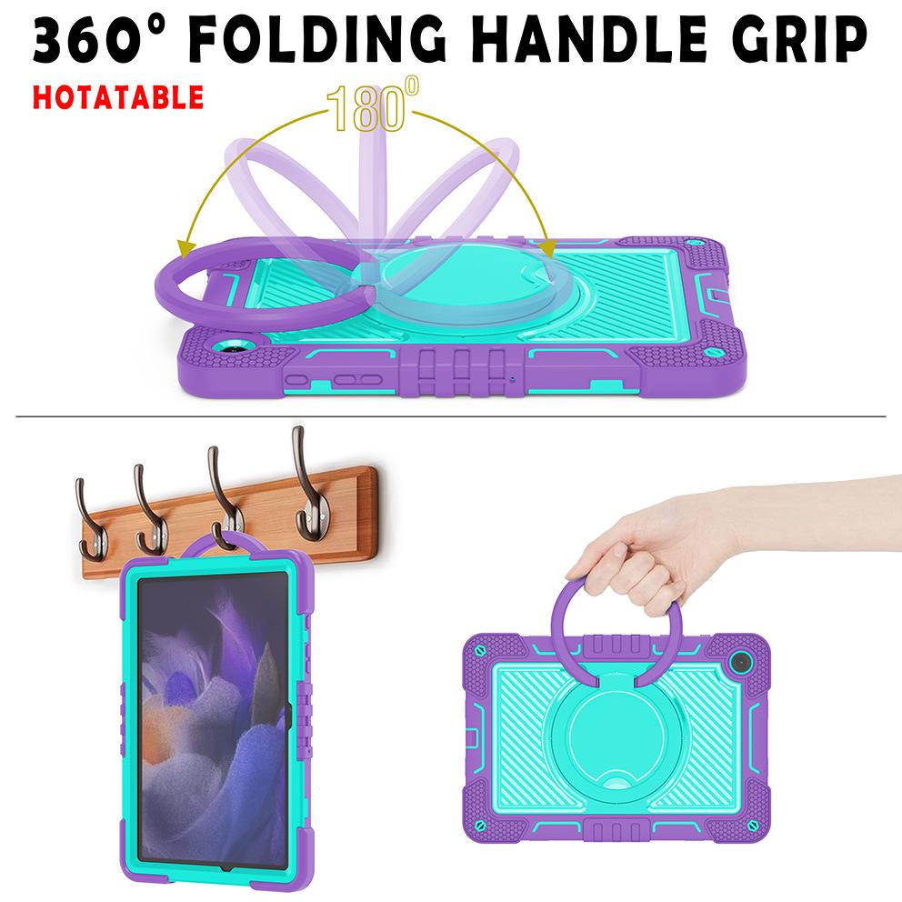 Color Block Protective Case with Wrist Strap for Samsung Tab A9/A9 Plus