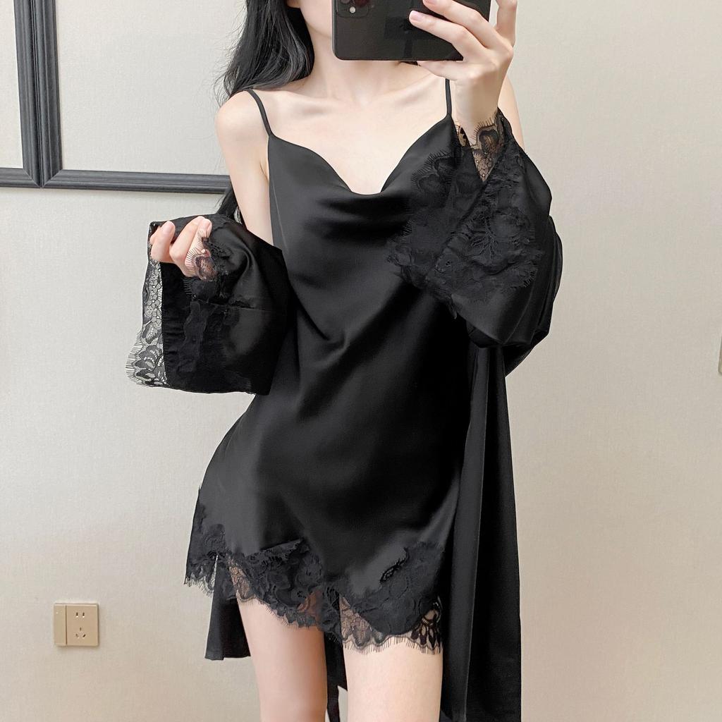 New product solid color suspender light luxury sexy small lace thunder lace nightdress women's slim home nightdress