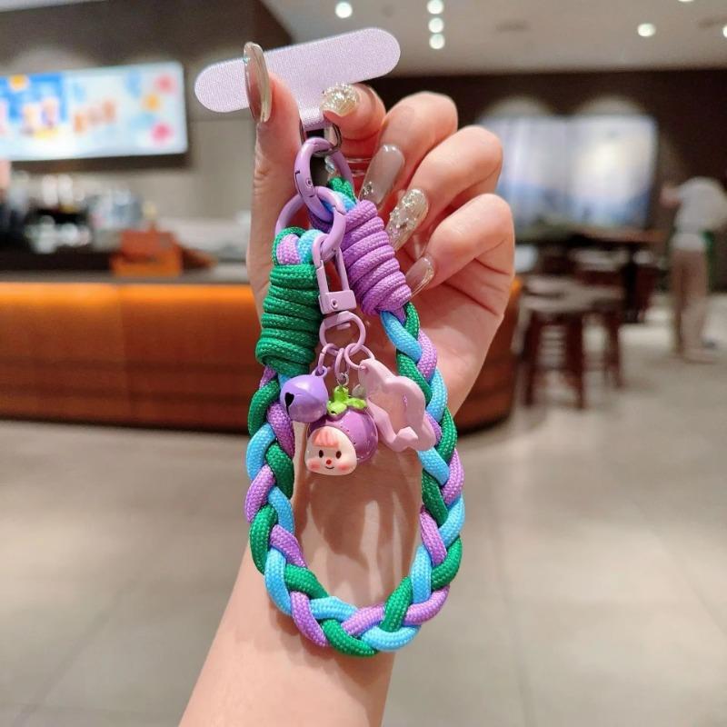 

1 шт. Креативный мультяшный универсальный шнурок для мобильного телефона трехцветный ремешок на запястье плетеная вручную веревка для руки мобильные подвесные аксессуары POLYESTER