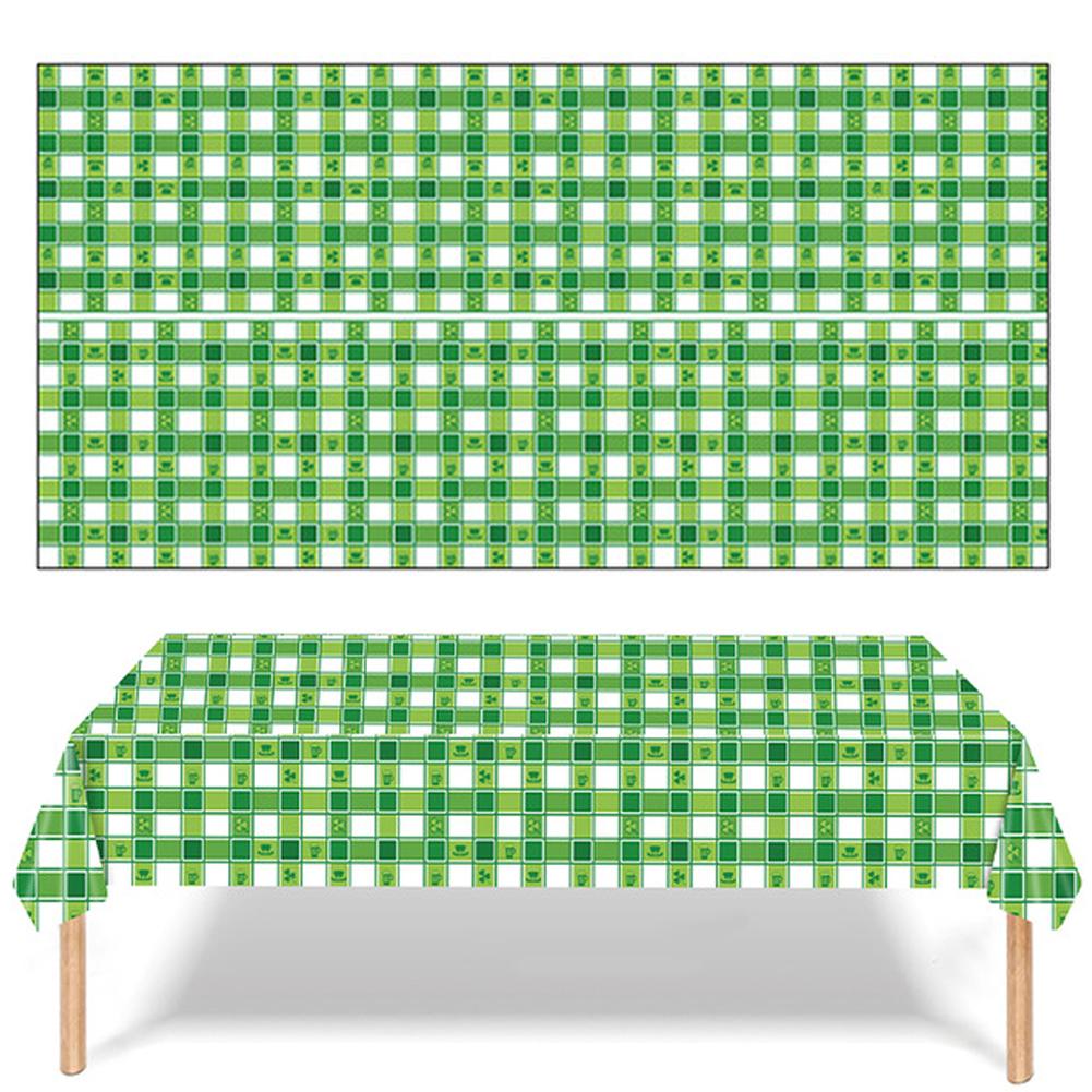 St. Patrick's Day Clover Tablecloth Decorations 2025 Clover Printed Tableclot Rectangle Table Cover St. Patrick's Day Party Decoration