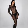 Foreign Trade Lingerie Uniform Jacquard Onesie Lace-Up Crotch Tights Stockings Foreign Trade
