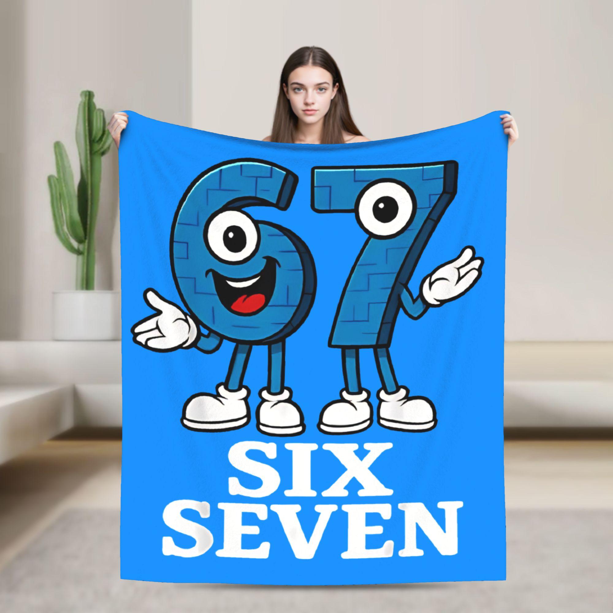 67 Six Seven 6-7  Italian Brainrot Meme  Blankets  Flannel Throw Blankets Summer Air Conditioning Printed Soft Warm Bedsprea,