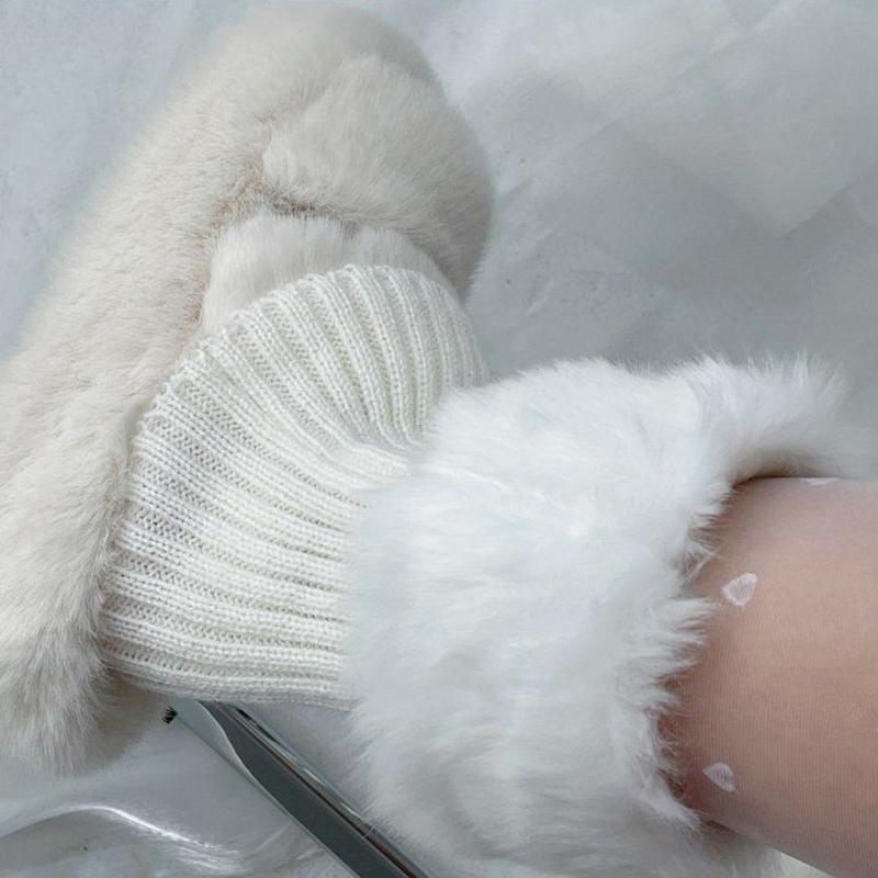 1 Paar Winteroutfits Elegante Bekleidungsaccessoires Weiche Textur Beinstulpen Niedliches Plüschdesign Hohe Elastizität Schwarz/Weiß