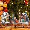 Christmas Village Set Resin Christmas Scene Village LED Lighted Miniature Houses Town Christmas Village Houses Gift
