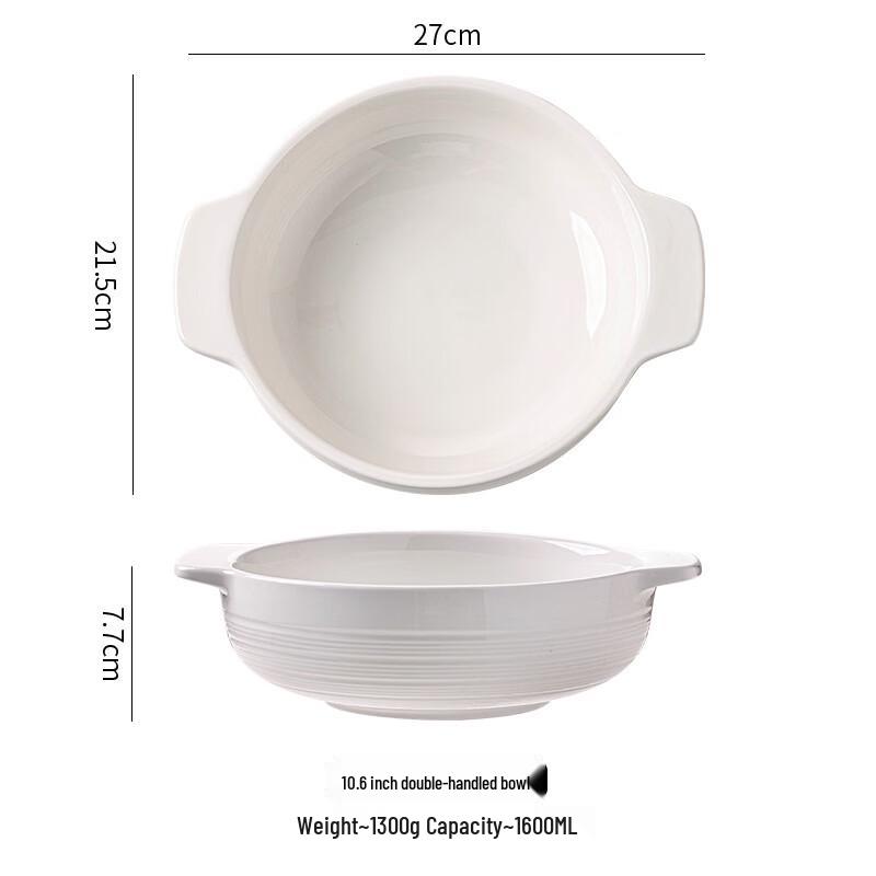 

ZISIZ Ceramic Double-Handled Soup Bowl
