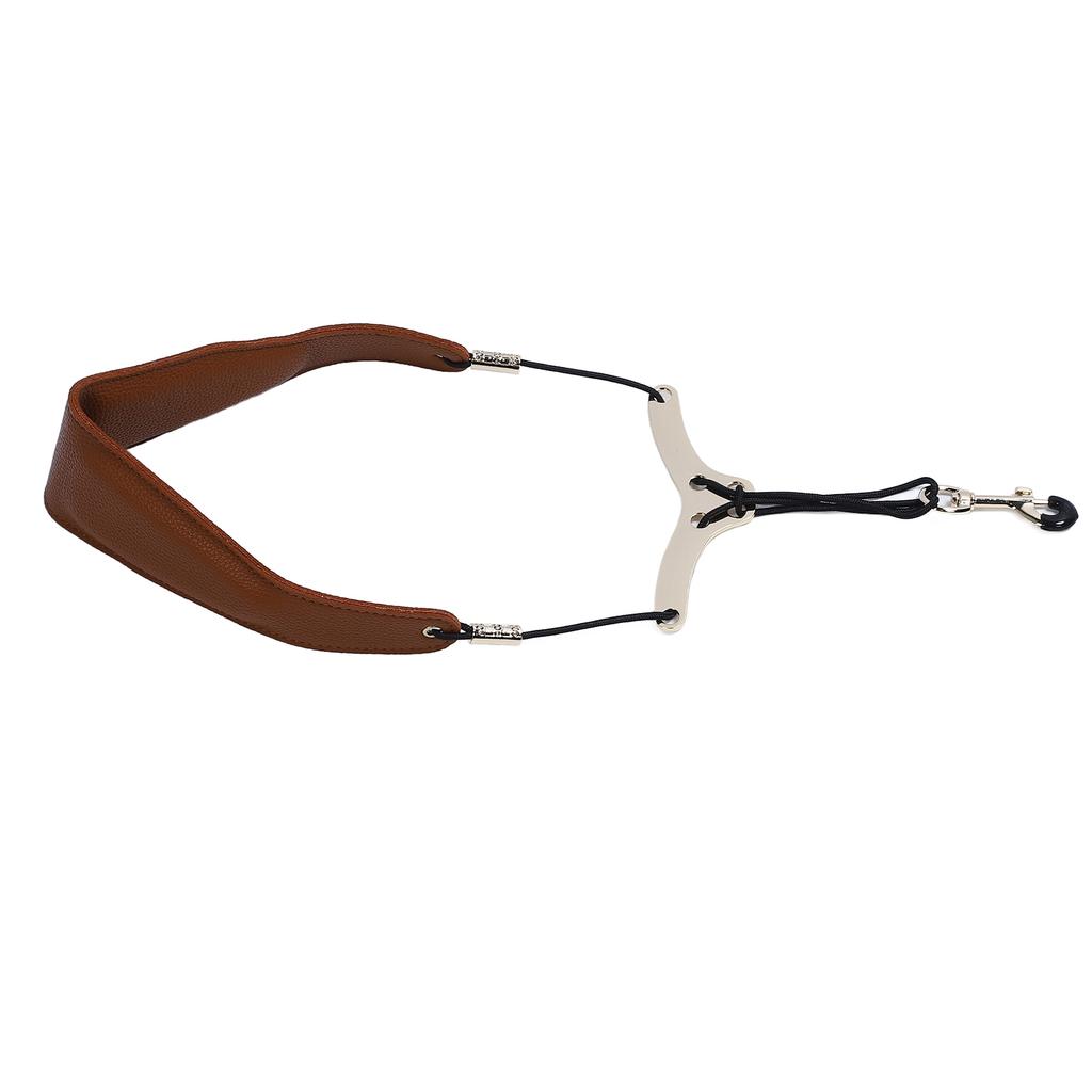 Saxophone Neck Strap for Alto Tenor Sax Breathable Adjustable Instrument Accessories with Metal Hook Coffee