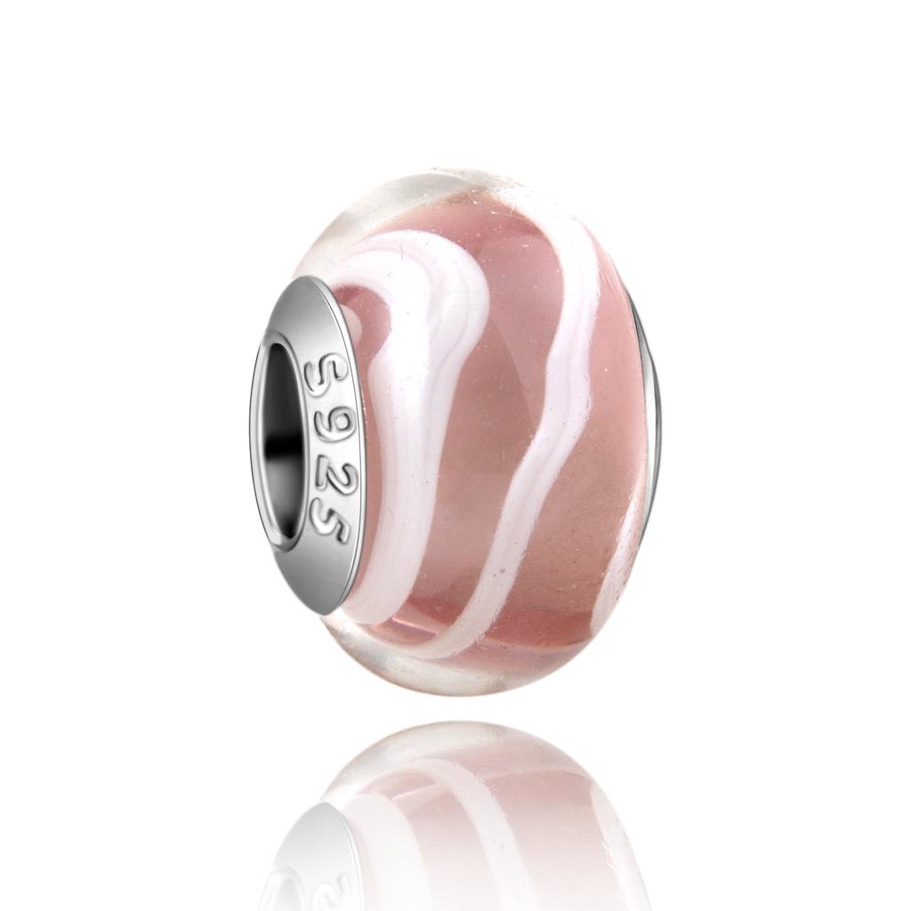 Murano Glass Collection Copper MultiColor Blue Bump Charm Fits Bracelets Women Exquisite Jewellery Accessories Gifts