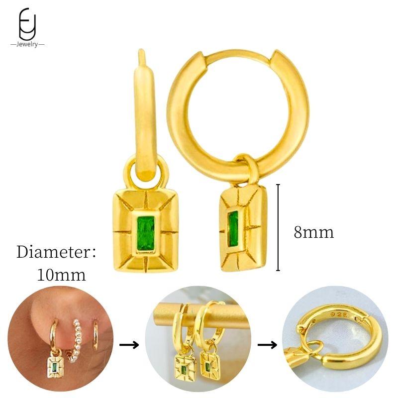 925 Sterling Silver Needle Vintage Heart/Shell Pendant Earrings Round/Square Plate Hoop Earrings for Women Party Fashion Jewelry