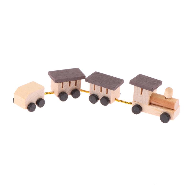 1:12 Dollhouse Miniature Wooden Train Mini Ornaments DIY Doll House Decoration Accessories Kid Pretend Play Toy