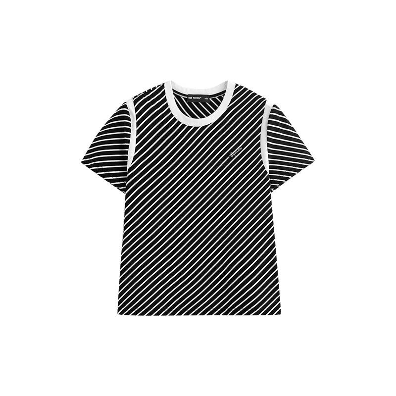 Chuyu 2025 Summer Striped Short Sleeve Cotton T-Shirt