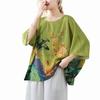 Nova Blusa Floral de Verão Oversize Camiseta Solta Tamanho Grande Feminina Manga Curta Tops Casuais Camisetas