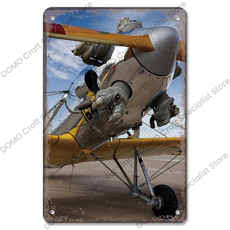 Airplane Poster Metal Tin Signs Vintage Model Plane Meeting Aerien Metal Plate Wall Decor Bar Club Garage Home