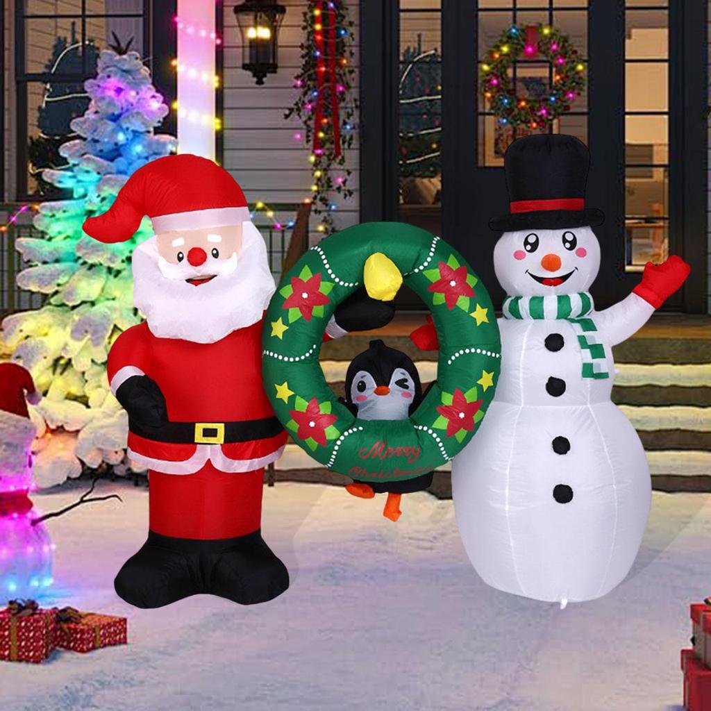 Large Inflatable Santa Christmas Decorations Outdoor LED Snowman Penguin Polyester Ornament for Winter Yard Party