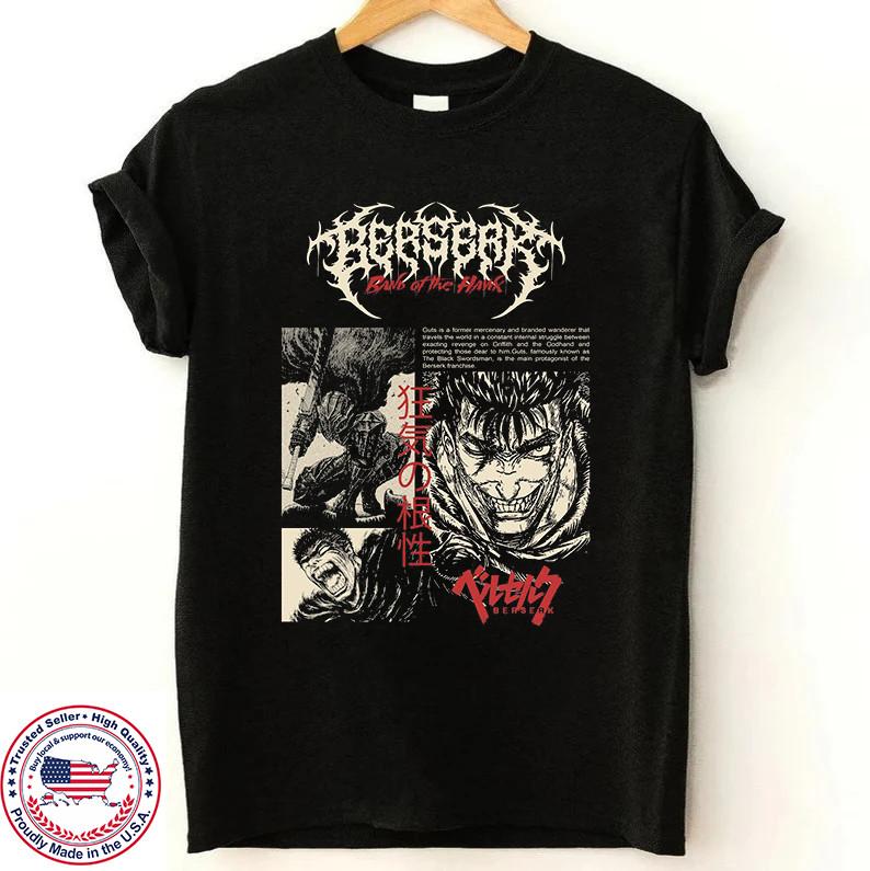 Футболка Berserk Band Of The Hawk Полный размер S-5XL TT524 Унисекс футболка XXXXL