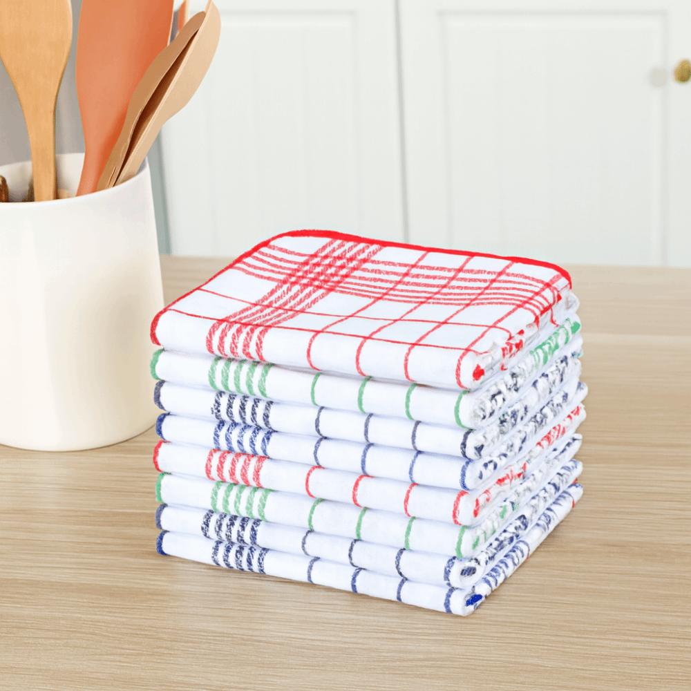 6 Pieces Absorbent Checkered Kitchen Towel Rectangular Washcloth Multi-functional Napkin Home