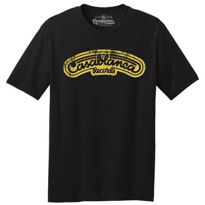 Men's and Women's T-shirts Throwbackmax Casablanca Record Label Classic Cut, Premium Tri-Blend T-Shirt