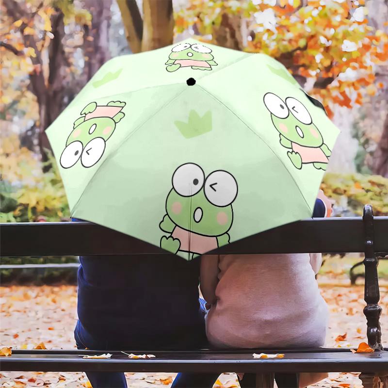 Kerokerokeroppi pattern, automatic folding umbrella, portable and foldable design, 8 ribs, a Christmas or birthday gift.