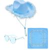 Feather Edge Letter Cowboy Hat Sequins Pink Western Rough Edge Cowboy Hat Glasses Square Towel Three-piece Set