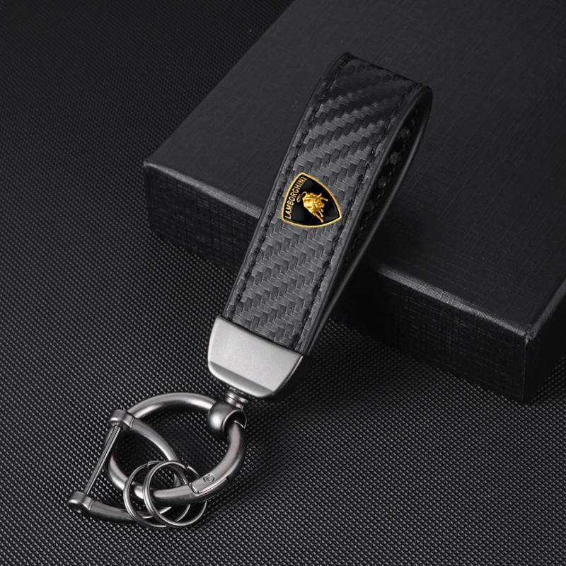 Klíčenka na klíče z uhlíkových vláken Kovový kožený kroužek pro Lamborghini LP570 LP610 Urus LP700 LP770 Gallardo Aventador Příslušenství