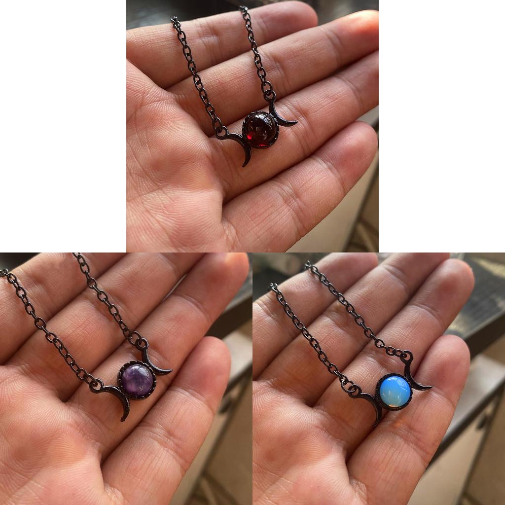 Moon Goddess Necklace With Purple Crystal Alloy Pendant For Party Wear