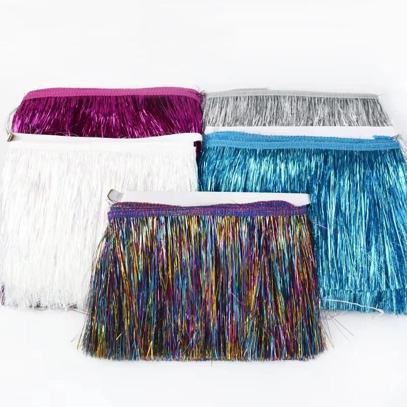 10M Long 15cm Wide Sequin Tassel Fringe Lace Edge for Stage Performance Wear Sewing Decoration