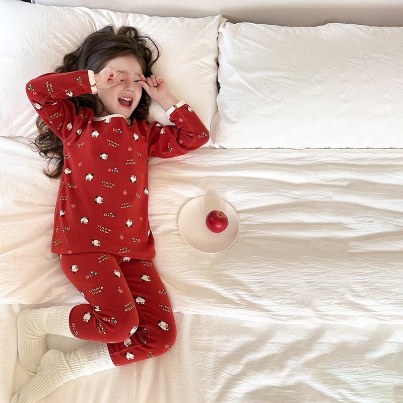 Cartoon Printed Cotton Kids Pajama Homewear Unisex Boys Girls Casual Loungewear