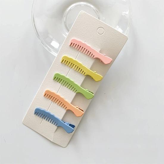 5 Piezas Pasador de Pelo para Niña Diseño de Peine Simulado Color Caramelo Pinzas Fuertes para Flequillo Accesorio de Peinado de Verano