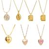 Stainless Steel Photo Frame Necklace Moon Sun Couple Choker Chain Heart Photo Pendant  Jewelry