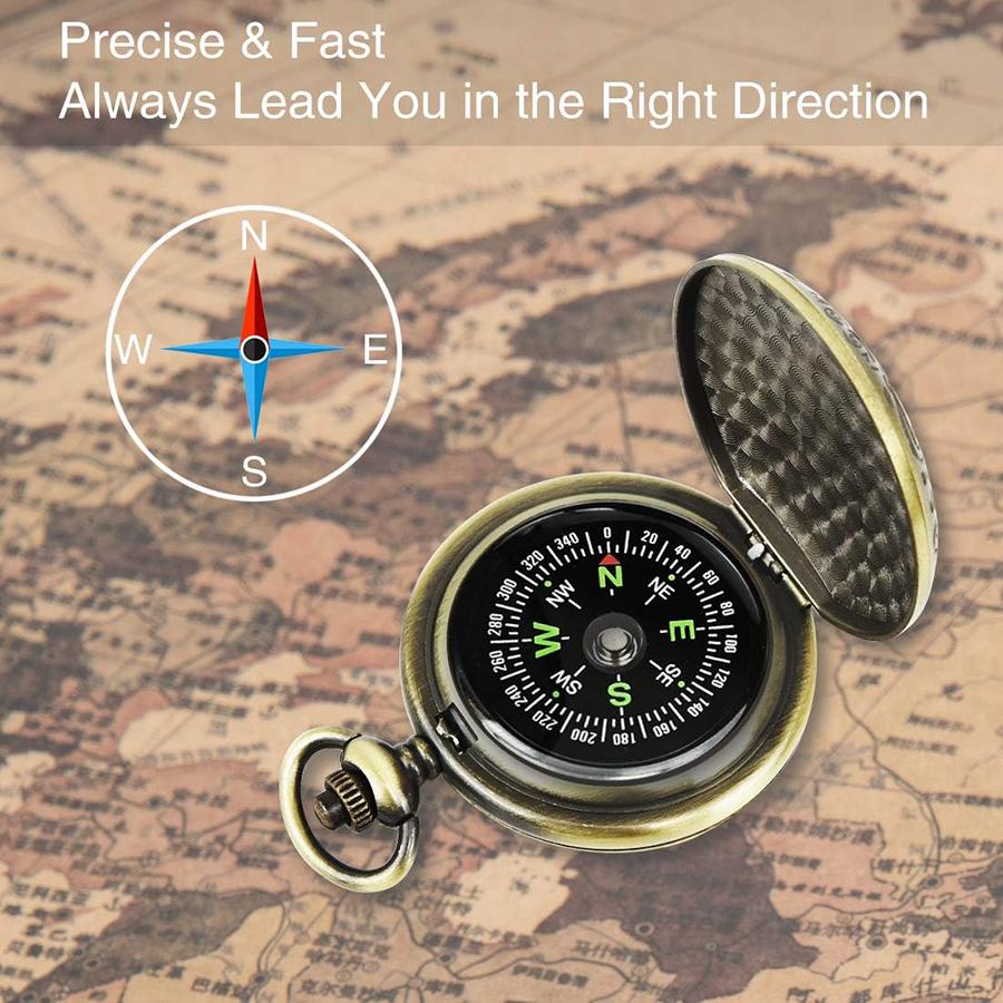 Classic Retro Compass Flip Pocket Watch Compass Suitable For Hiking, Camping, Driving, Rowing, Gift Collection
