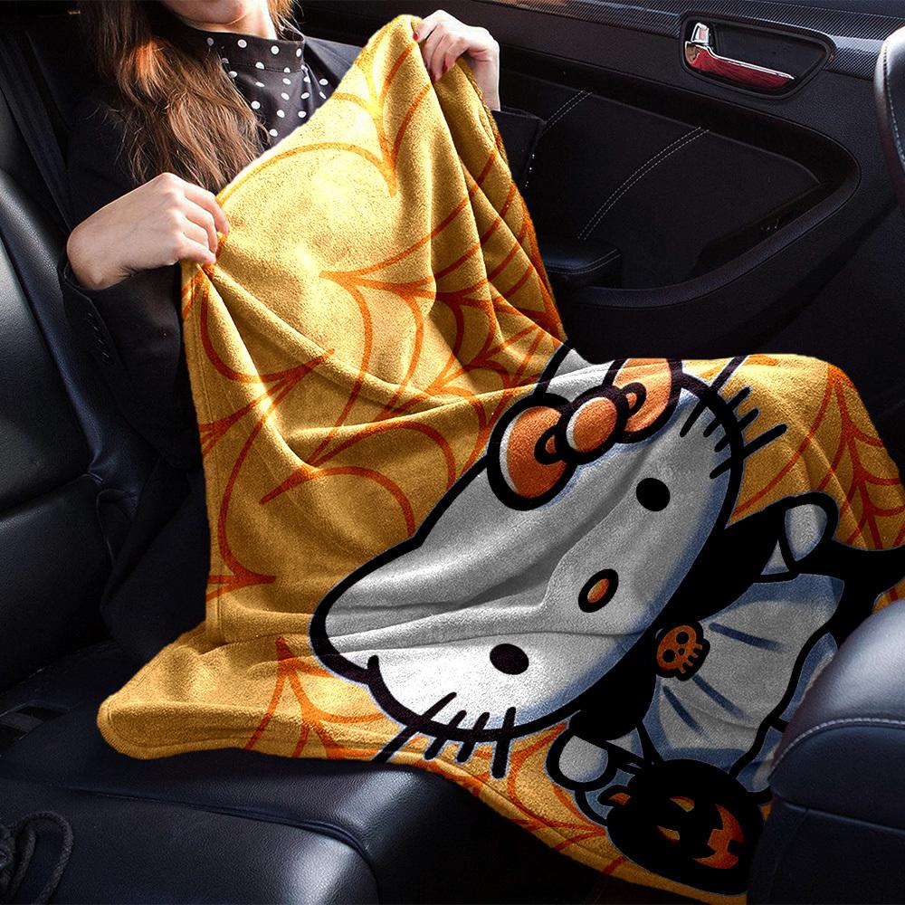 1pc Hello Kitty Halloween blanket Lightweight Flannel Throw for Sofa Bed Travel Camping Livingroom1138L