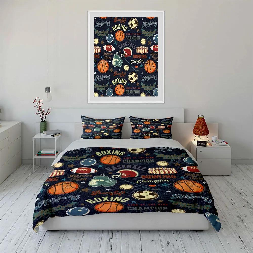 Sports Theme Decorative Fabric Set Soft Comfortable Duvet Cover Bedding Set Included 1*Duvet Cover & 2*Pillowcases Gift