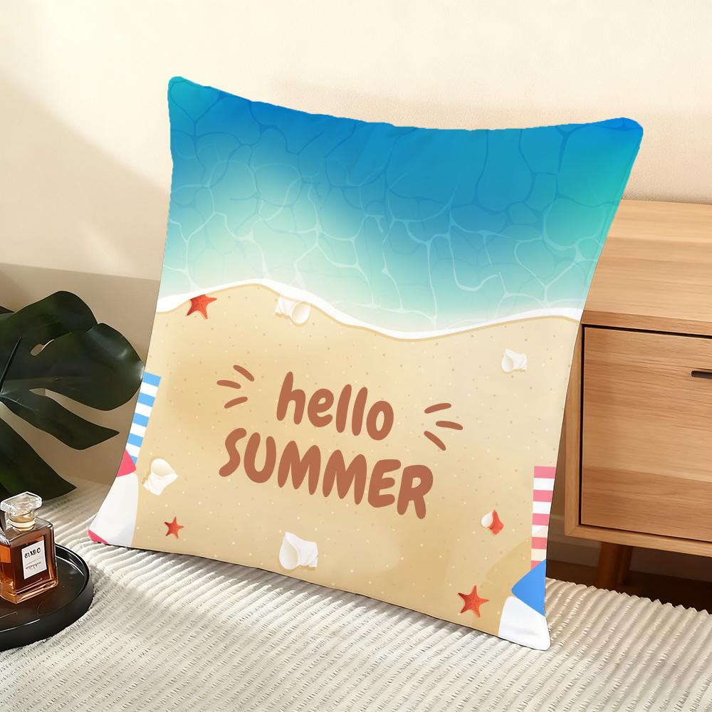 Summer Cushion Cover Soft Short Plush Pillow Cover Smooth Cozy Texture Aesthetic Cushion Case Home Decor