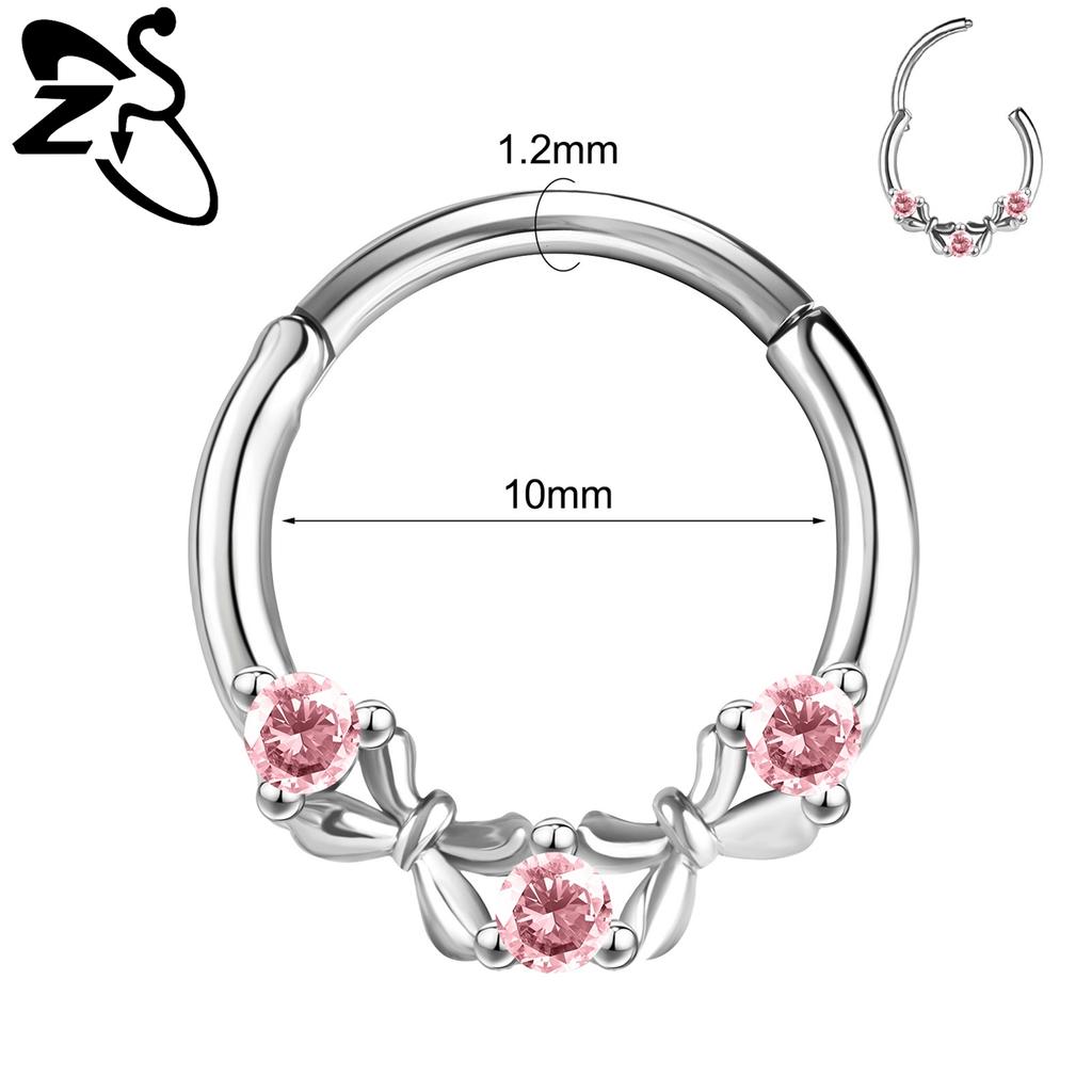 ZS 1 PC 16G Stainless Steel Nose Rings Cubic Zircon Septum Piercing Rose Snake Shape Ear Stud Helix Cartilage Piercings Jewelry