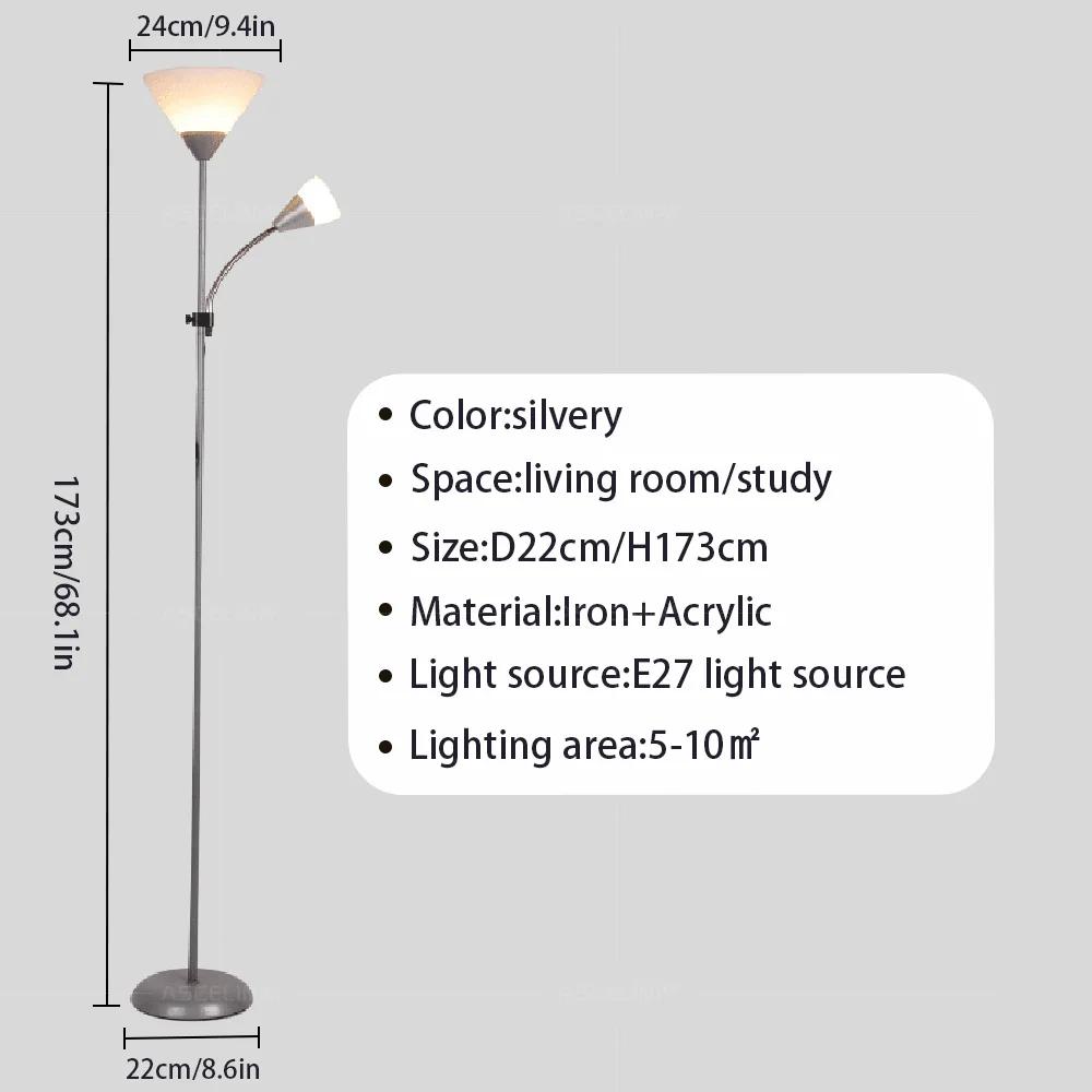 Nordic Design Floor Lamp Home Indoor Decor Stand Light For Bedroom  Living Room Sofa Background LED 2-head LED Floor Lingting