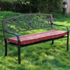 Wrought Iron Outdoor Double Bench with Backrest for Patio or Balcony
