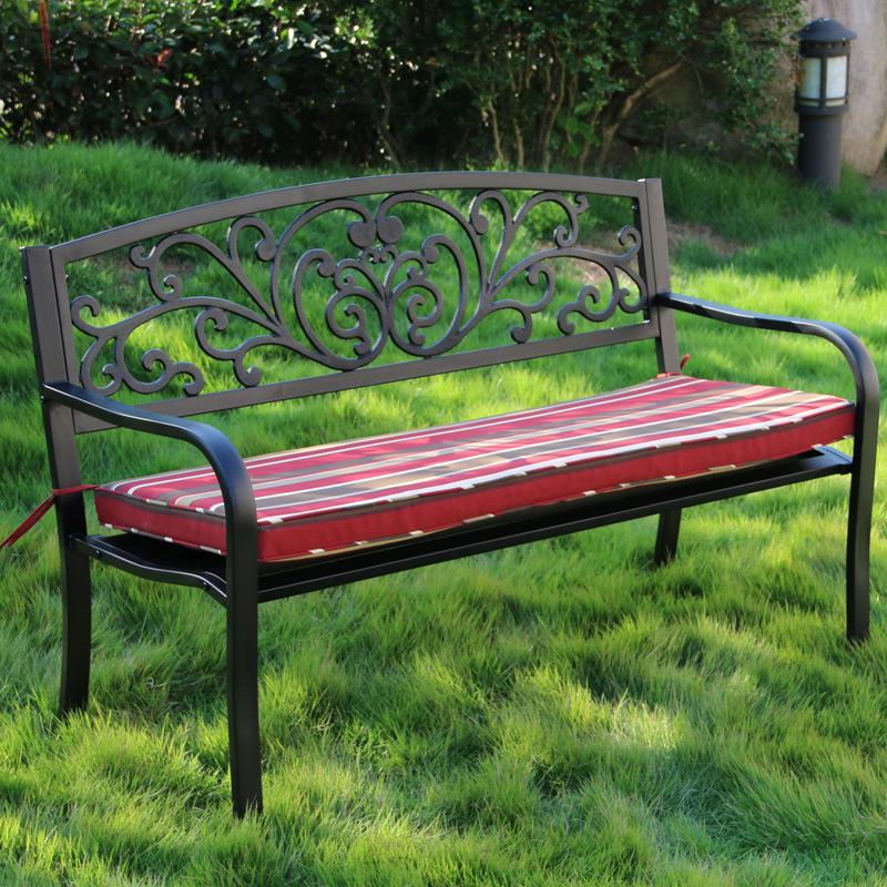 Wrought Iron Outdoor Double Bench with Backrest for Patio or Balcony