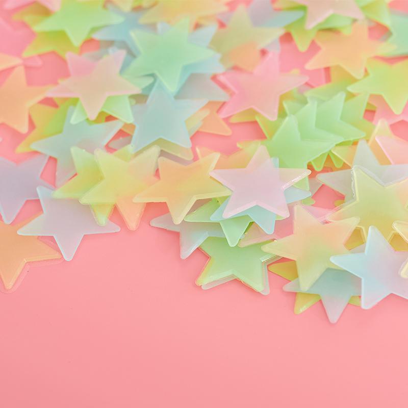 Luminous 3D Star Wall Stickers - Fluorescent Decor for Children's Bedroom or Girls' Room