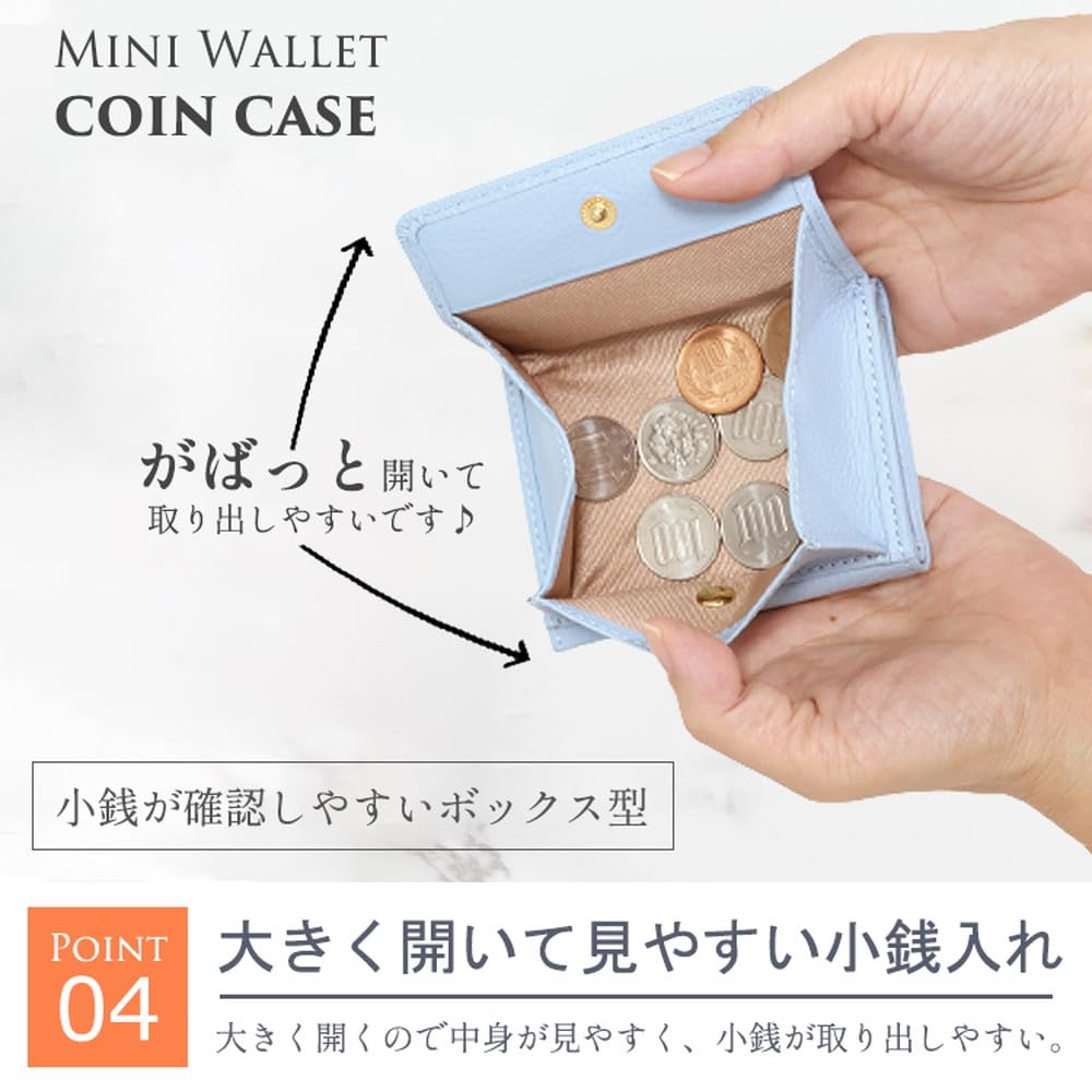 [parte de trás] Carteira de Couro Genuíno para Homens e Mulheres, Tripla, Compacta, Mini Carteira, Carteira Dobrável, Carteira de Couro Genuíno com Compartimento para Moedas em Formato de Caixa