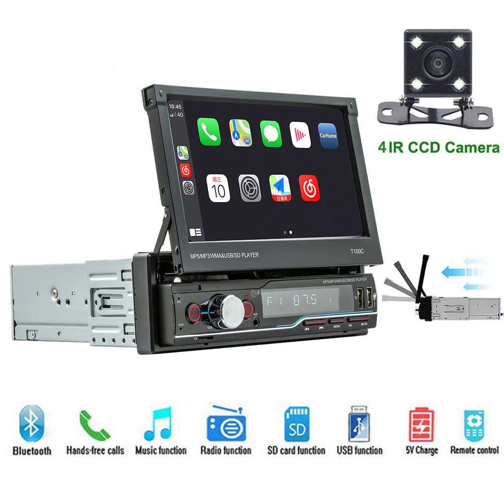 Retractable  7 Inch 1 Din Android Car Radio Touchscreen mp3 Multimedia Video Player autoradio CarPlay Bluetooth Car MP5 Player
