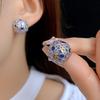 Vintage Spherical Stud Earrings with Colorful Zircon - Retro Court-Style Luxury