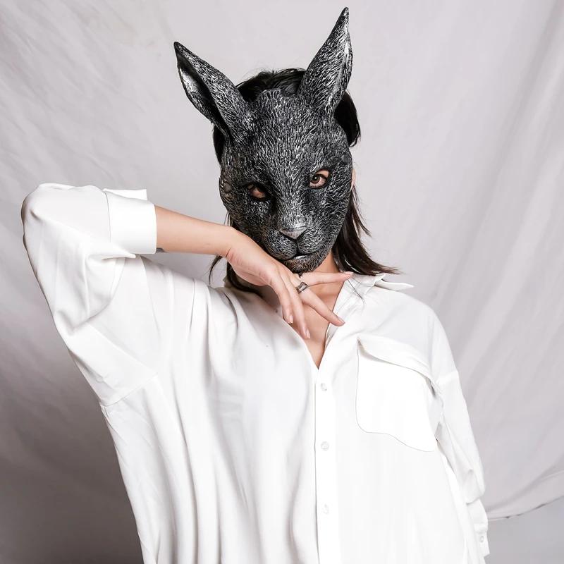 Cosplay Bunny Mask Half Face Animal White Rabbit Mask Punk Cosplay Anime Purim Easter Carnival Party Masquerade Mardi Gras Mask