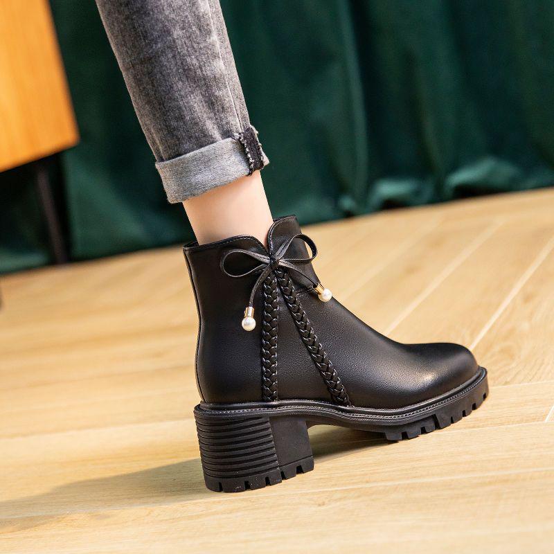

2025 Gentle Fairy Women s Chunky Heel Ankle Boots - Versatile Martin Boots for Spring & Autumn 40